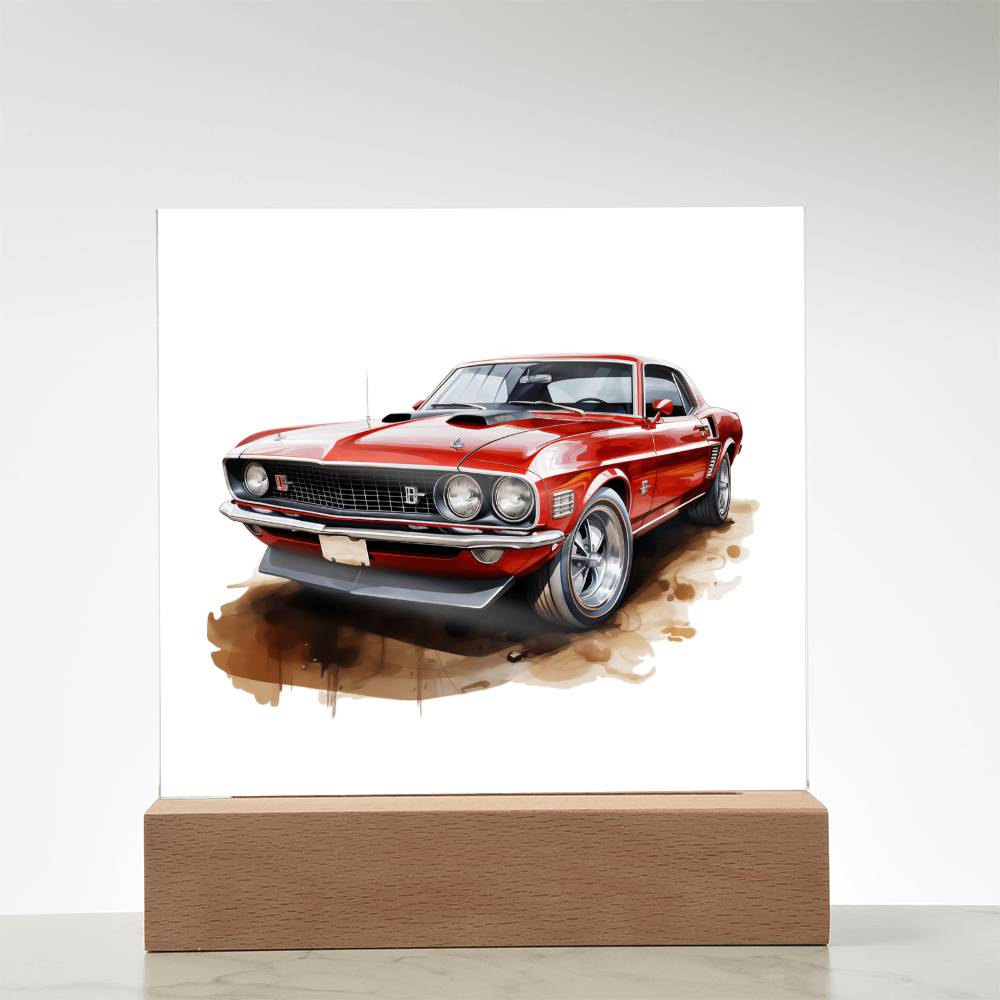 Muscle Car 07 - Square Acrylic Plaque With LED Base