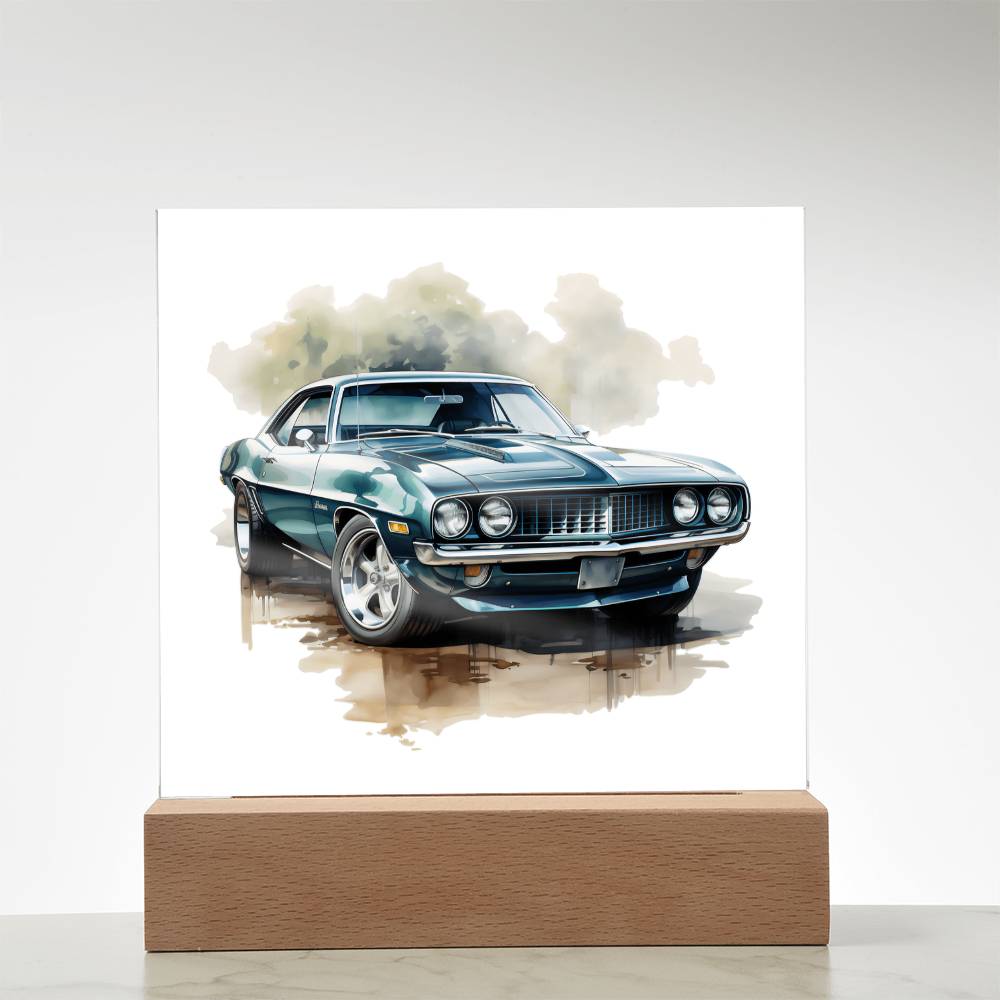 Muscle Car 13 - Square Acrylic Plaque With LED Base