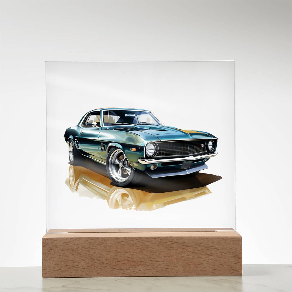 Muscle Car 11 - Square Acrylic Plaque With LED Base