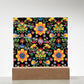 Mexican Floral Fiesta Pattern 066 - Square Acrylic Plaque With LED Base