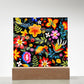 Mexican Floral Fiesta Pattern 037 - Square Acrylic Plaque With LED Base