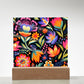 Mexican Floral Fiesta Pattern 052 - Square Acrylic Plaque With LED Base