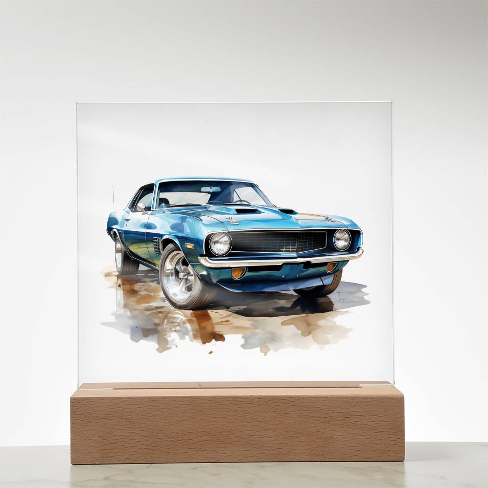 Muscle Car 12 - Square Acrylic Plaque With LED Base