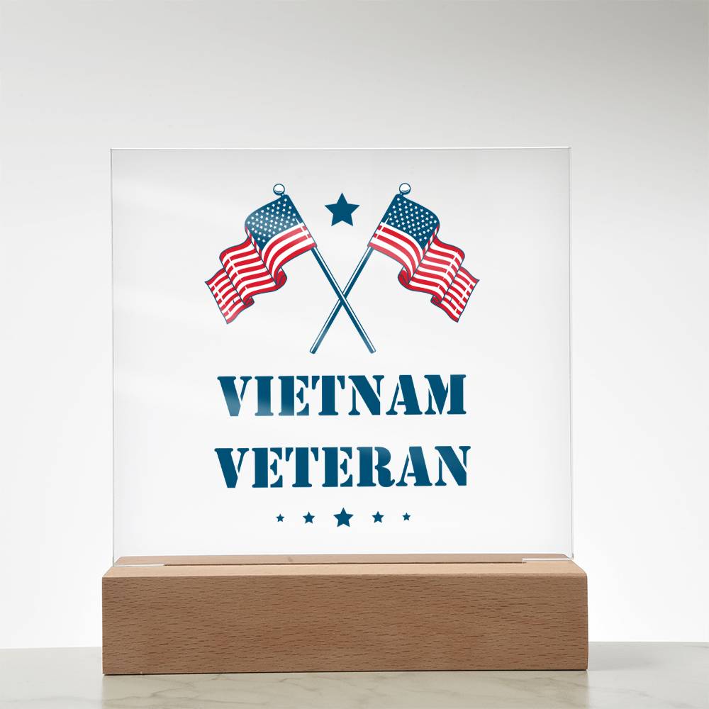 Vietnam Veteran - Square Acrylic Plaque With LED Base