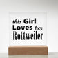Rottweiler - Square Acrylic Plaque With LED Base