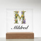 Mildred (Lavender Flowers) - Square Acrylic Plaque With LED Base