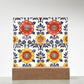 Mexican Floral Fiesta Pattern 044 - Square Acrylic Plaque With LED Base