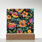 Mexican Floral Fiesta Pattern 068 - Square Acrylic Plaque With LED Base