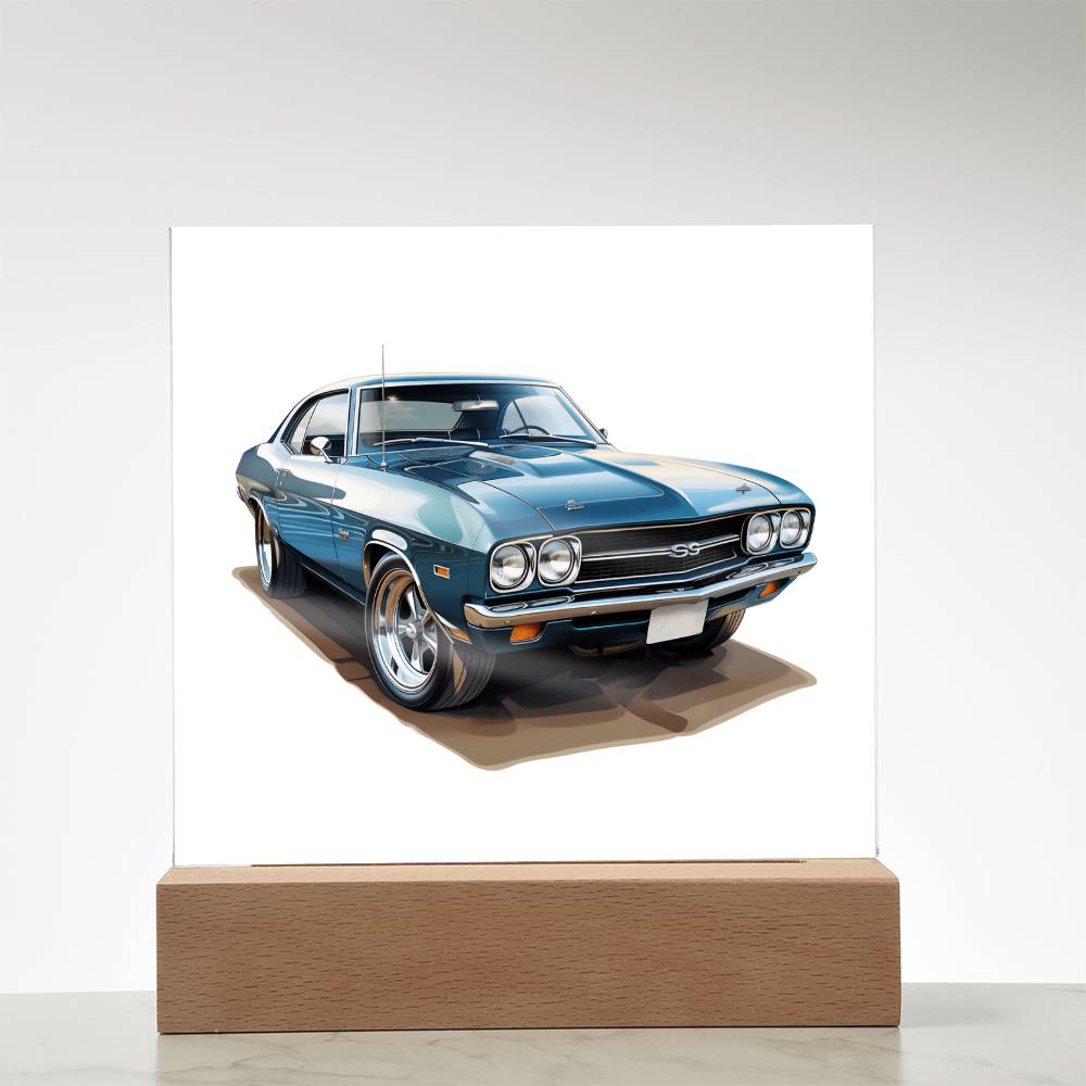 Muscle Car 05 - Square Acrylic Plaque With LED Base