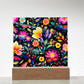Mexican Floral Fiesta Pattern 031 - Square Acrylic Plaque With LED Base