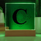 Magnolia Mandala Alphabet Letter C - Square Acrylic Plaque With LED Base