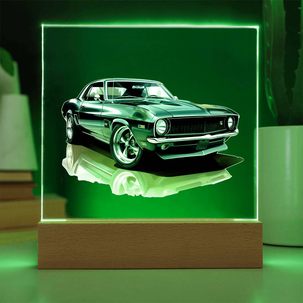 Muscle Car 11 - Square Acrylic Plaque With LED Base
