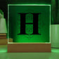 Magnolia Mandala Alphabet Letter H - Square Acrylic Plaque With LED Base