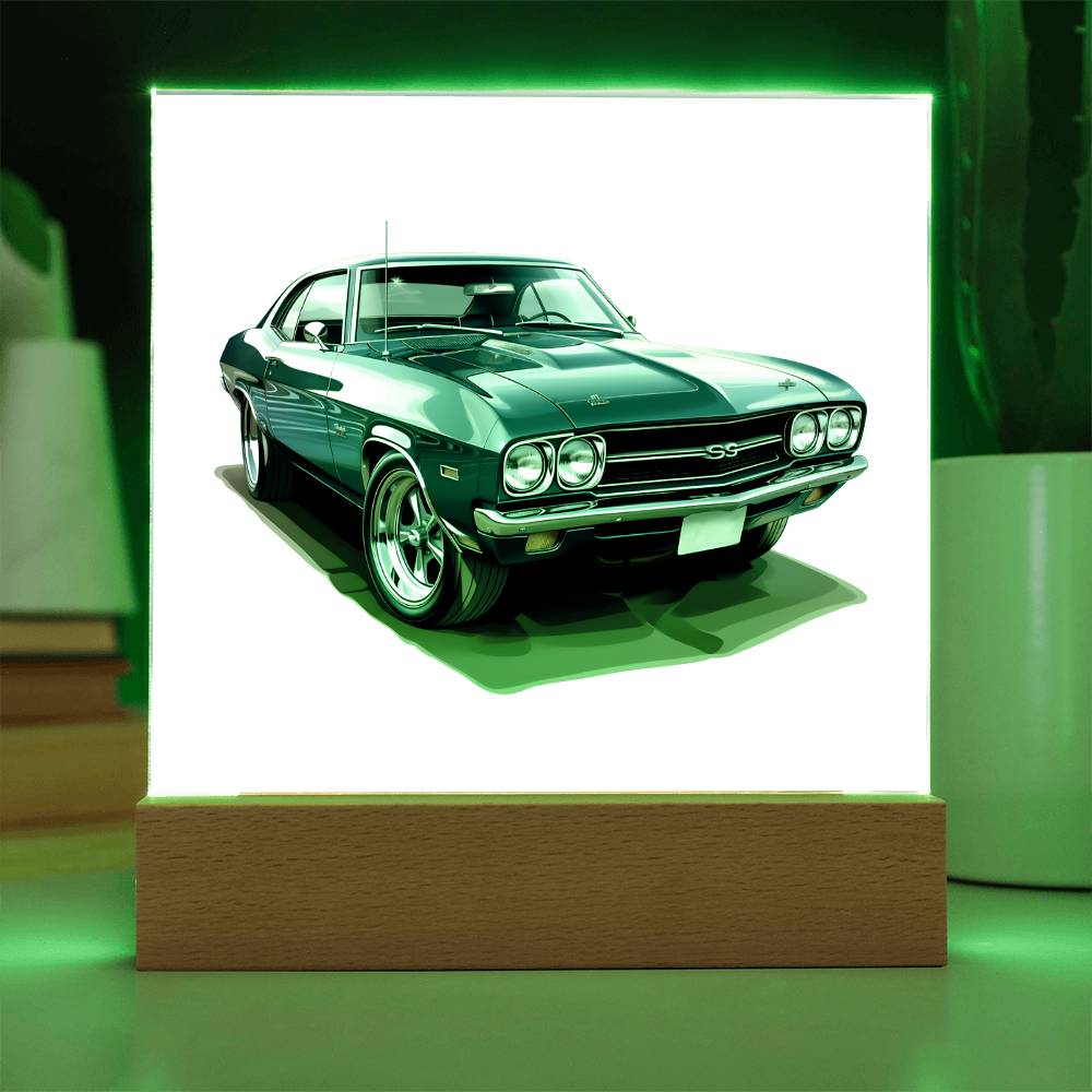 Muscle Car 05 - Square Acrylic Plaque With LED Base