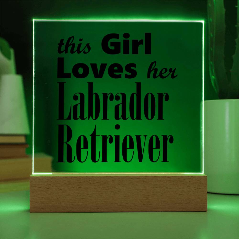 Labrador Retriever - Square Acrylic Plaque With LED Base