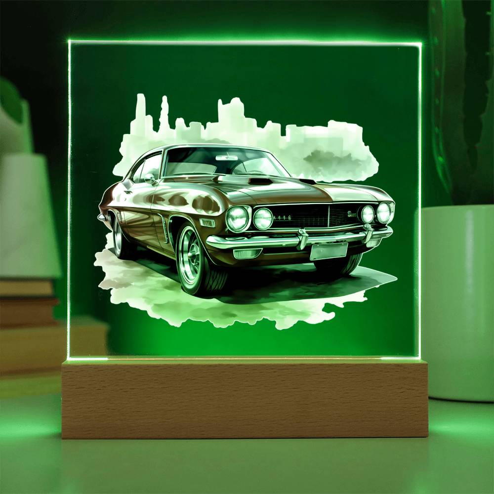 Muscle Car 06 - Square Acrylic Plaque With LED Base