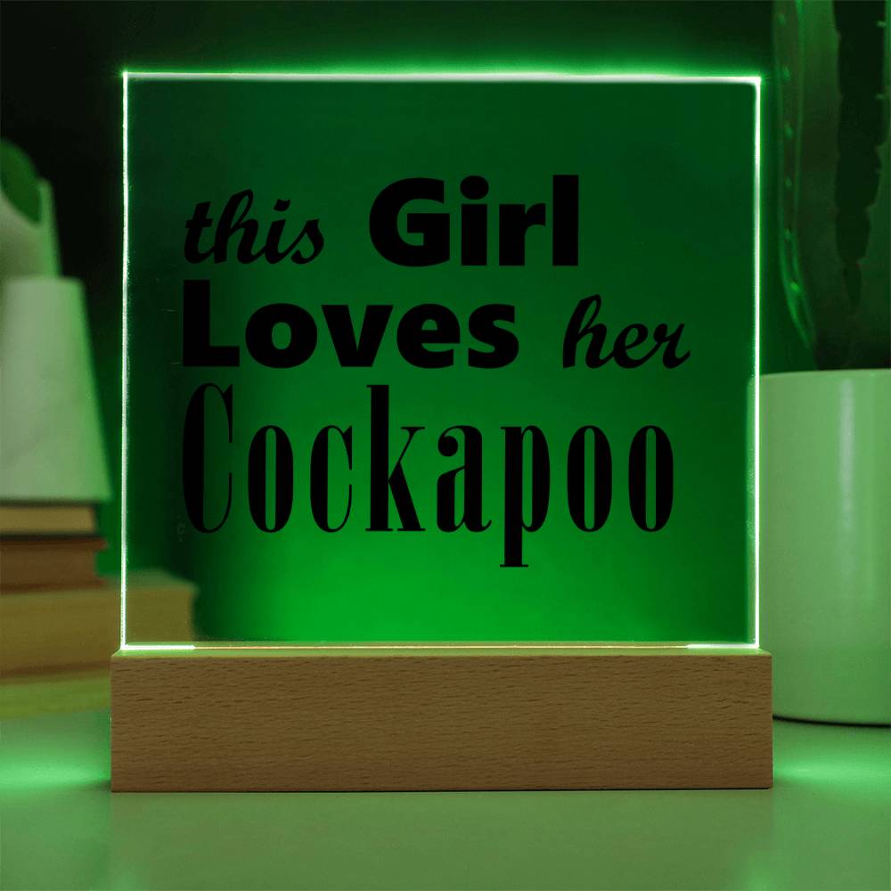 Cockapoo - Square Acrylic Plaque With LED Base