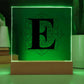 Magnolia Mandala Alphabet Letter E - Square Acrylic Plaque With LED Base
