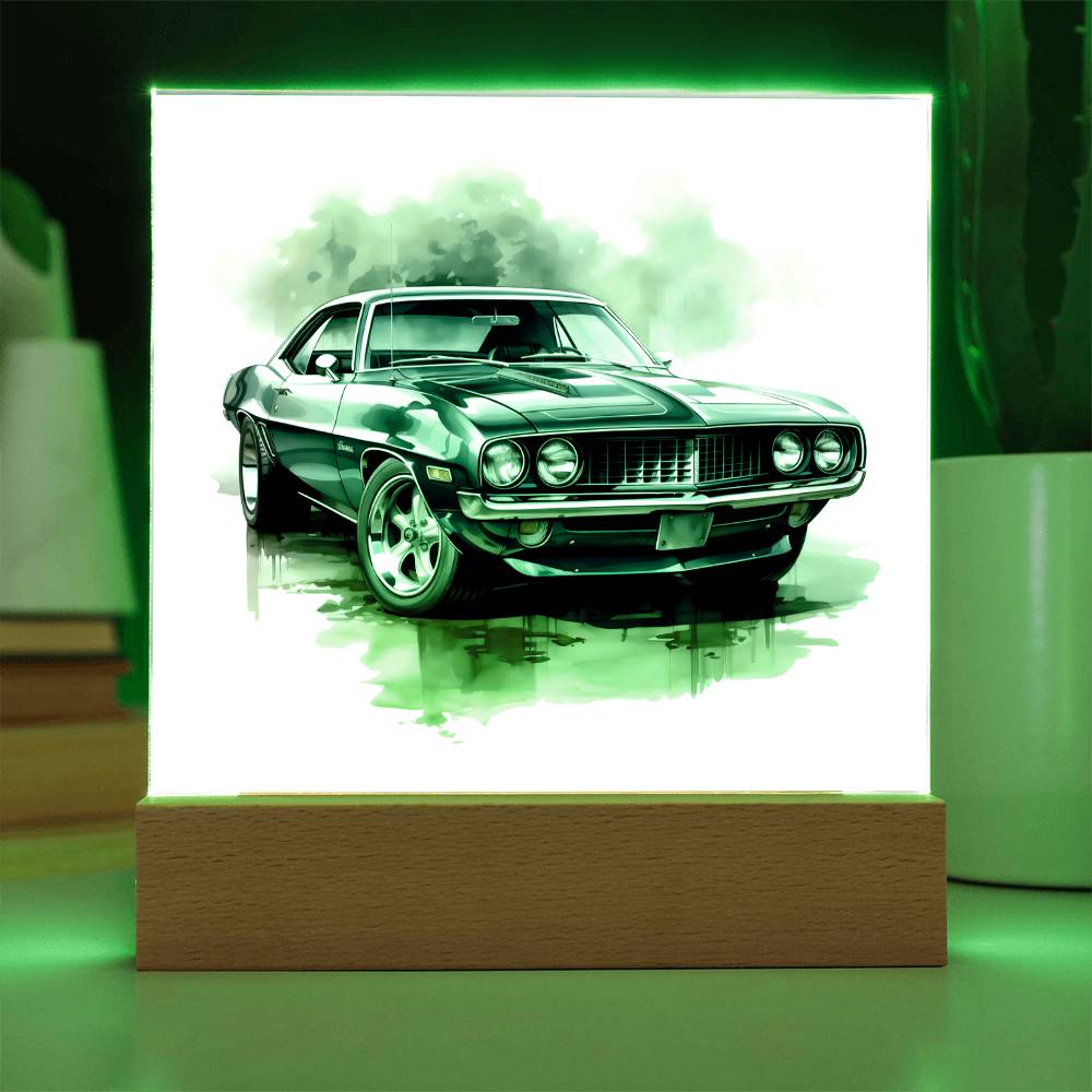 Muscle Car 13 - Square Acrylic Plaque With LED Base
