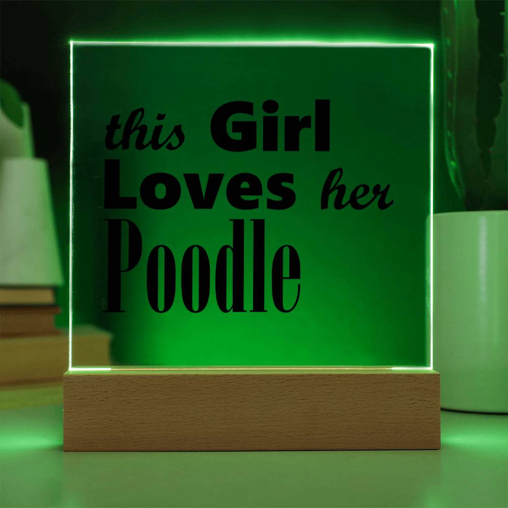 Poodle - Square Acrylic Plaque With LED Base