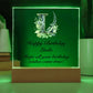 Happy Birthday Linda (Lavender Flowers) - Square Acrylic Plaque With LED Base
