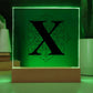 Magnolia Mandala Alphabet Letter X - Square Acrylic Plaque With LED Base