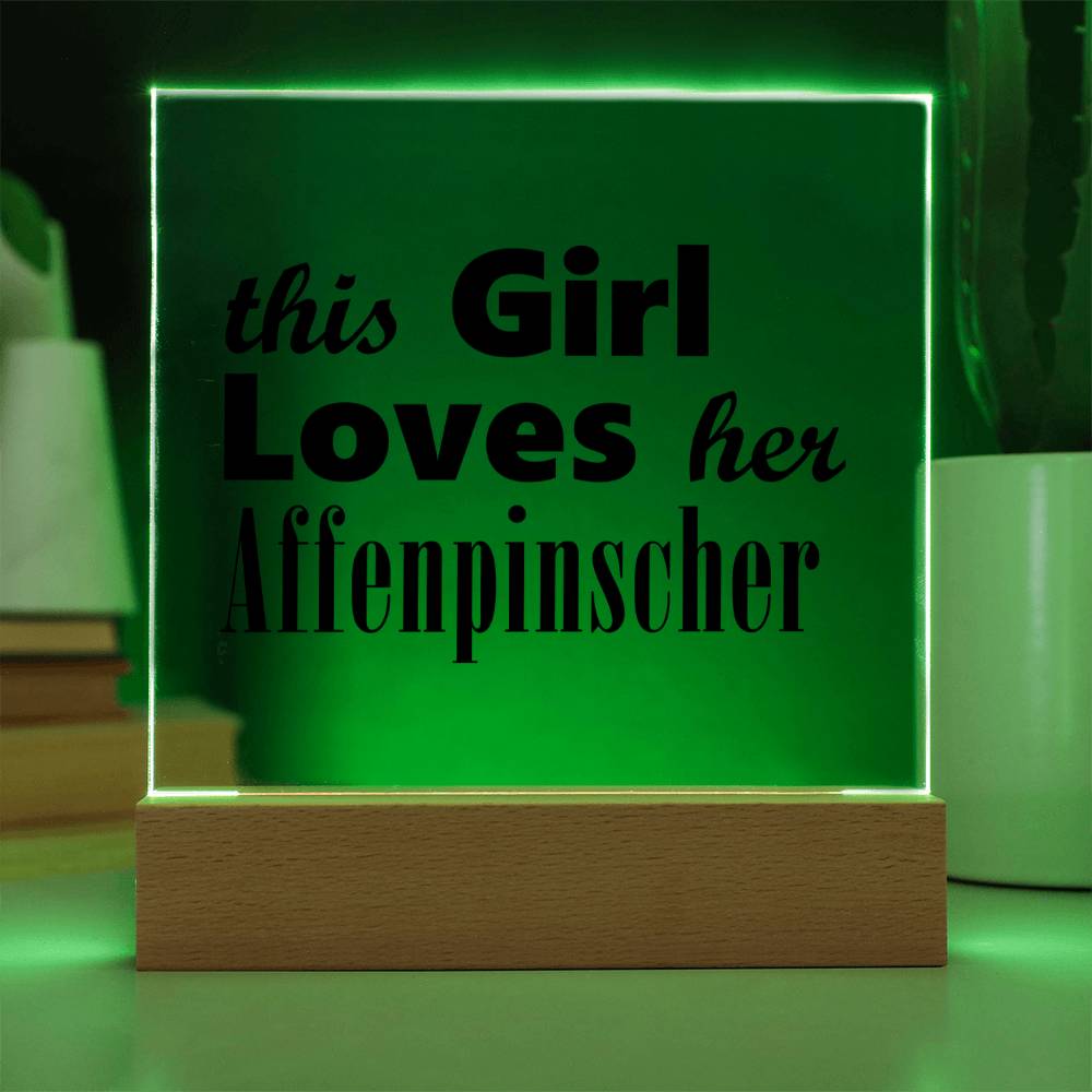 Affenpinscher - Square Acrylic Plaque With LED Base