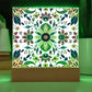 Mexican Floral Fiesta Pattern 069 - Square Acrylic Plaque With LED Base