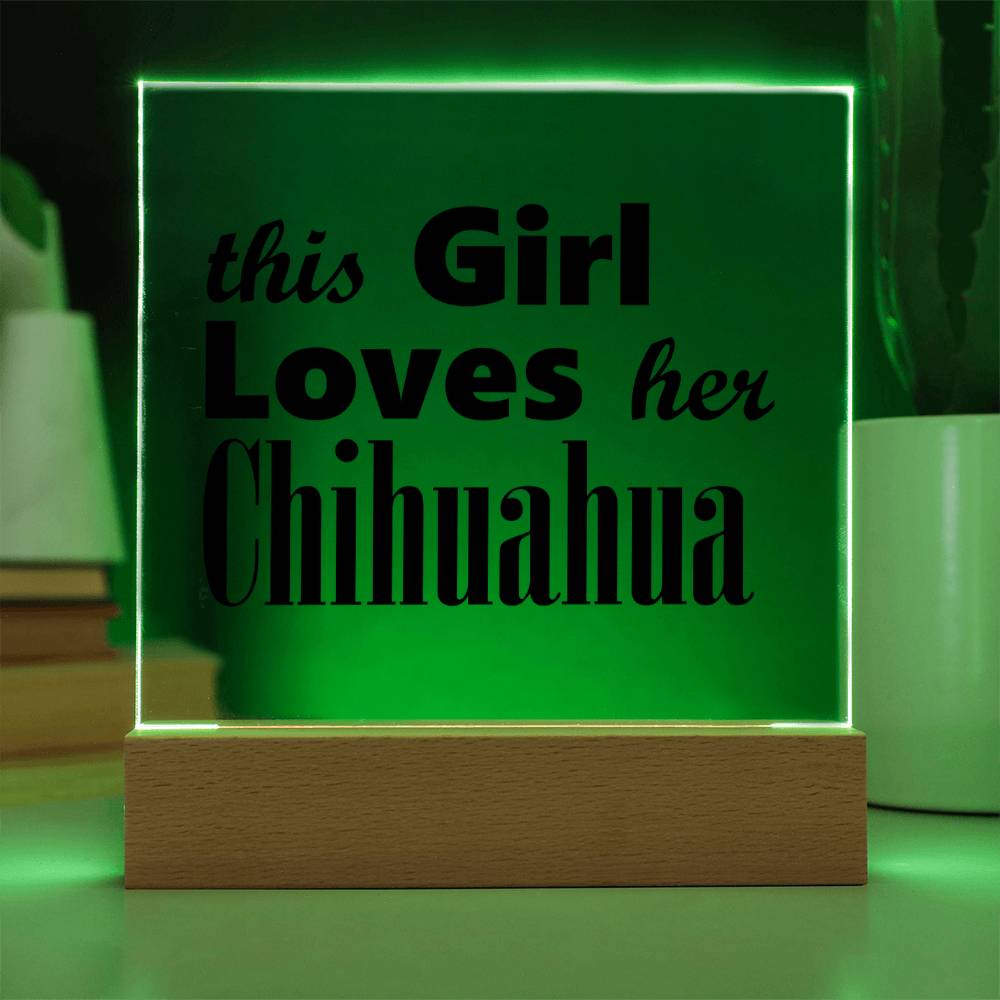 Chihuahua - Square Acrylic Plaque With LED Base