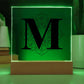 Magnolia Mandala Alphabet Letter M - Square Acrylic Plaque With LED Base