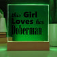 Doberman - Square Acrylic Plaque With LED Base