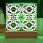 Mexican Floral Fiesta Pattern 041 - Square Acrylic Plaque With LED Base
