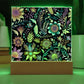 Mexican Floral Fiesta Pattern 059 - Square Acrylic Plaque With LED Base