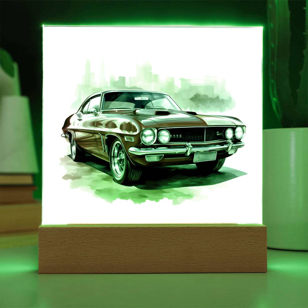 Muscle Car 06 - Square Acrylic Plaque With LED Base