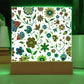 Mexican Floral Fiesta Pattern 014 - Square Acrylic Plaque With LED Base
