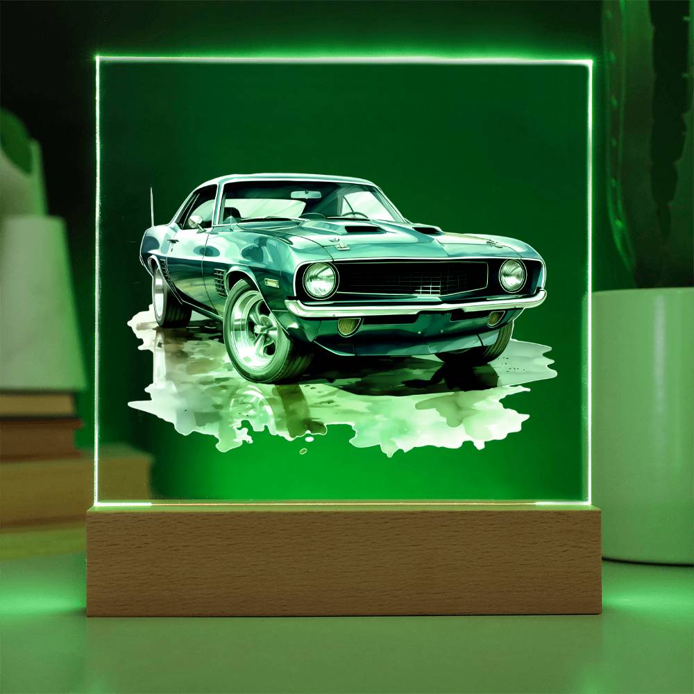 Muscle Car 12 - Square Acrylic Plaque With LED Base