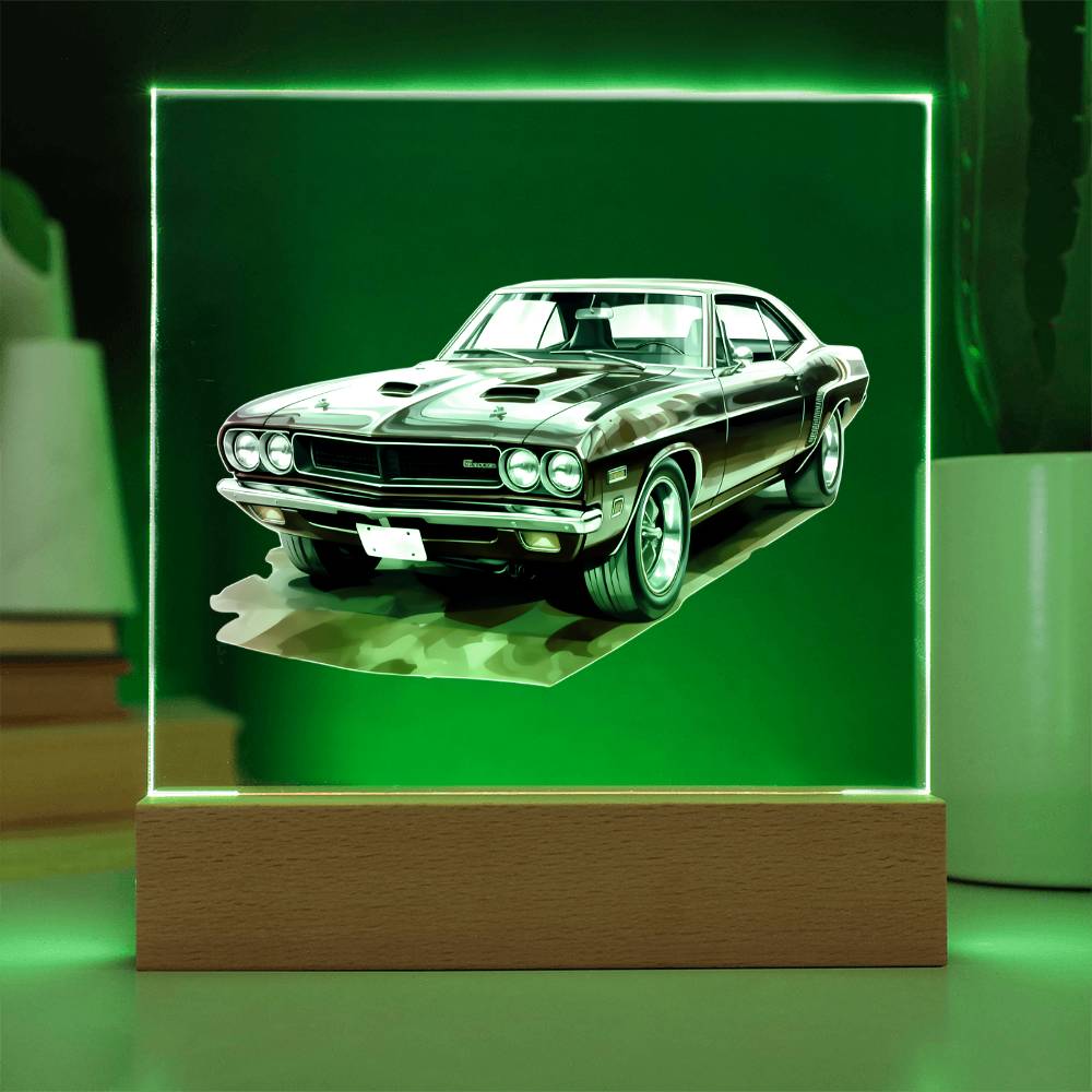 Muscle Car 10 - Square Acrylic Plaque With LED Base