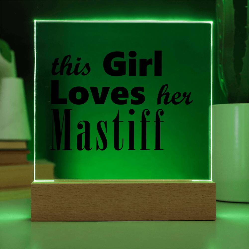 Mastiff - Square Acrylic Plaque With LED Base