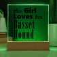 Basset Hound - Square Acrylic Plaque With LED Base
