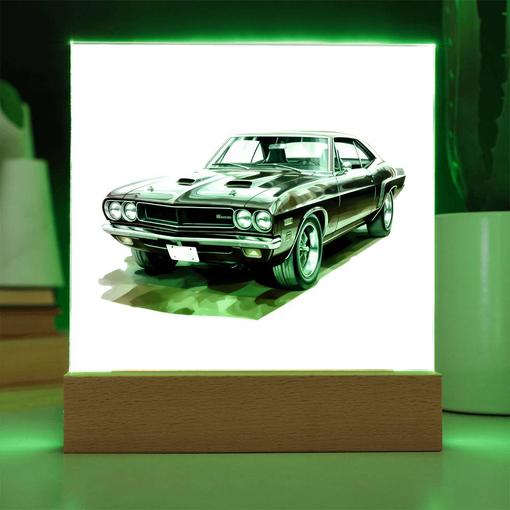 Muscle Car 10 - Square Acrylic Plaque With LED Base
