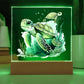 Cute Sea Turtle 008 - Square Acrylic Plaque With LED Base