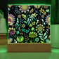 Mexican Floral Fiesta Pattern 058 - Square Acrylic Plaque With LED Base