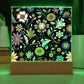 Mexican Floral Fiesta Pattern 028 - Square Acrylic Plaque With LED Base