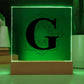 Magnolia Mandala Alphabet Letter G - Square Acrylic Plaque With LED Base