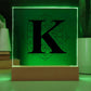 Magnolia Mandala Alphabet Letter K - Square Acrylic Plaque With LED Base