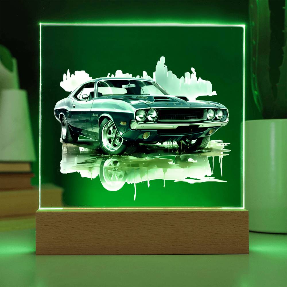 Muscle Car 02 - Square Acrylic Plaque With LED Base