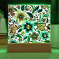 Mexican Floral Fiesta Pattern 050 - Square Acrylic Plaque With LED Base