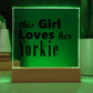 Yorkie - Square Acrylic Plaque With LED Base