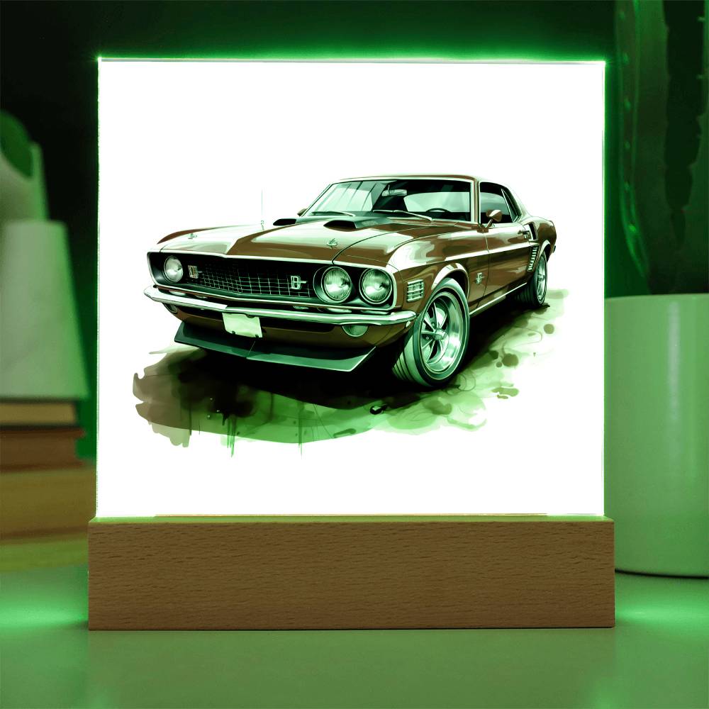 Muscle Car 07 - Square Acrylic Plaque With LED Base