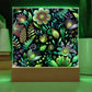 Mexican Floral Fiesta Pattern 056 - Square Acrylic Plaque With LED Base